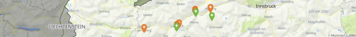 Kartenansicht für Apotheken-Notdienste in der Nähe von Pians (Landeck, Tirol)